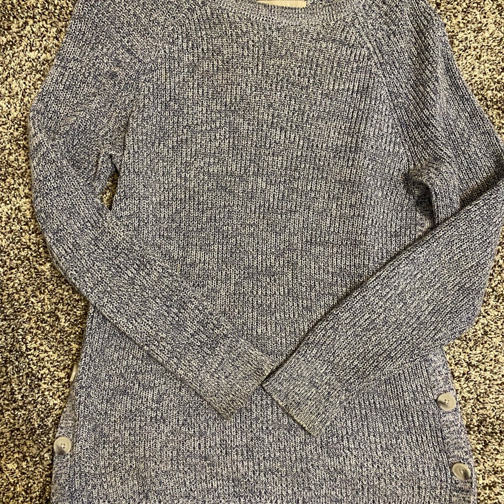 LOFT Heathered Blue Crew Neck Sweater
